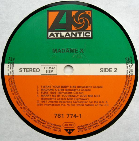 Madame X ~ Madame X (Vinyl) - Djungel & Jazz
