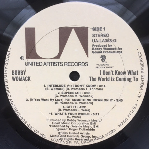 Bobby Womack : I Don't Know What The World Is Coming To (LP, Album, All)