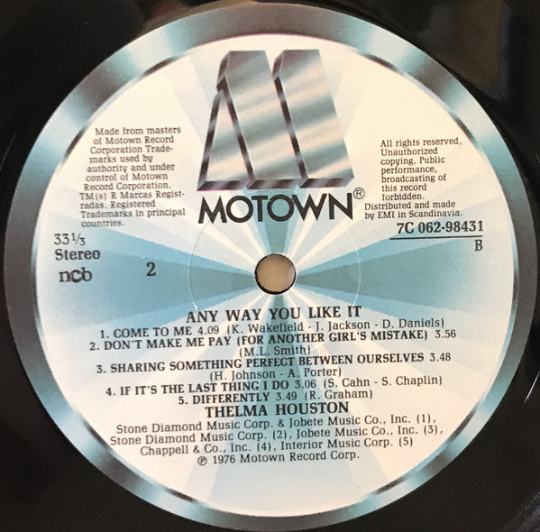 Thelma Houston ~ Any Way You Like It (Vinyl) - Djungel & Jazz