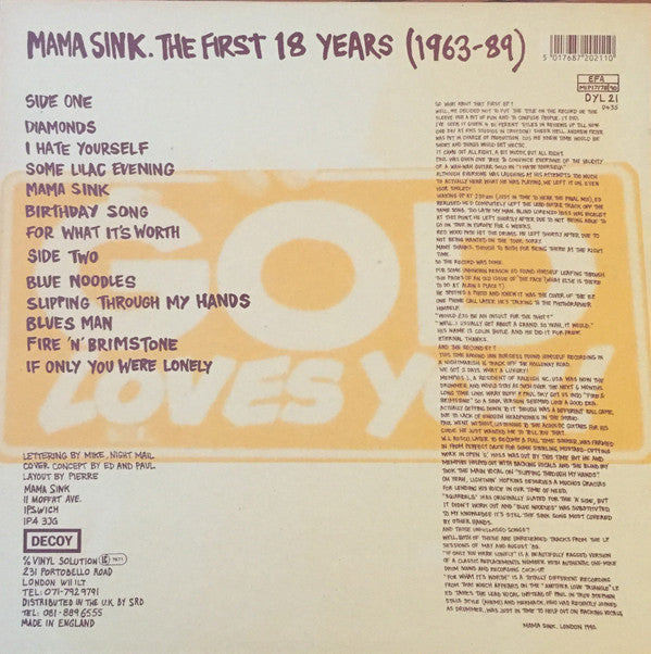 Sink ~ Mama Sink. The First 18 Years (1963-89) (Vinyl) - Djungel & Jazz