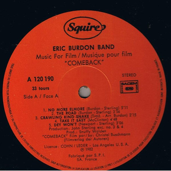 Eric Burdon Band ~ Music For Film / Musique Pour Film "Comeback" (Vinyl) - Djungel & Jazz