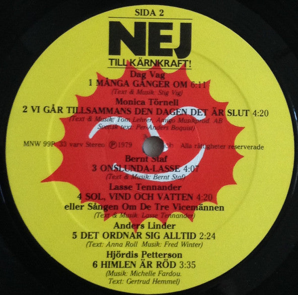 Various : Nej Till Kärnkraft! (LP, Album)