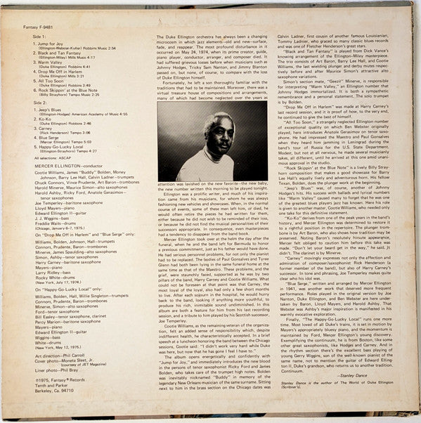 The Duke Ellington Orchestra Under The Direction Of Mercer Ellington ~ Continuum (Vinyl) - Djungel & Jazz