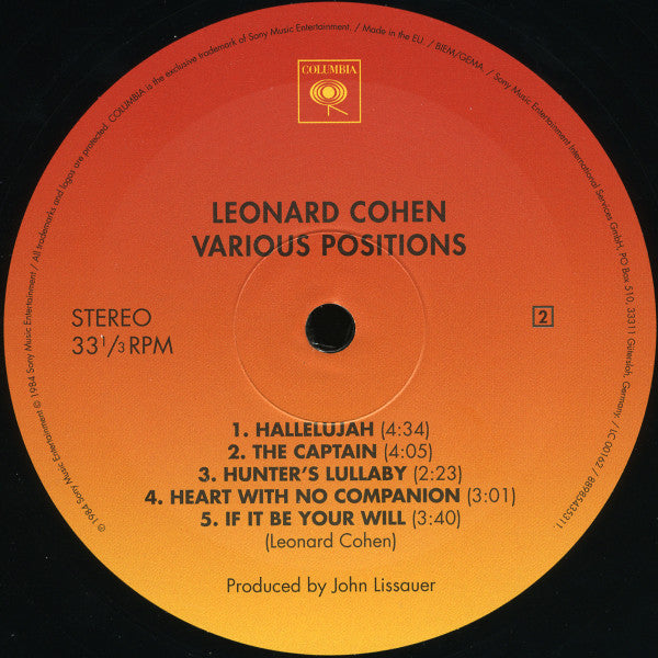 Leonard Cohen ~ Various Positions (Vinyl) - Djungel & Jazz
