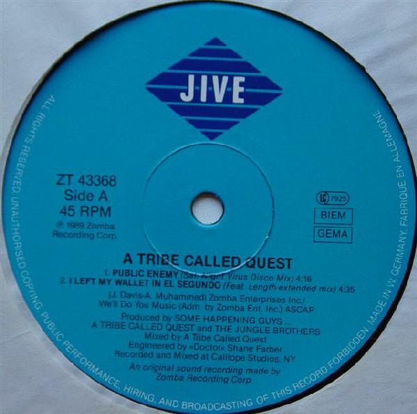 A Tribe Called Quest ~ I Left My Wallet In El Segundo / Pubic Enemy (Vinyl) - Djungel & Jazz
