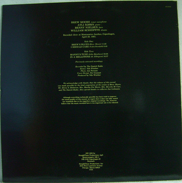 Brew Moore Quartet ~ I Should Care (Vinyl) - Djungel & Jazz