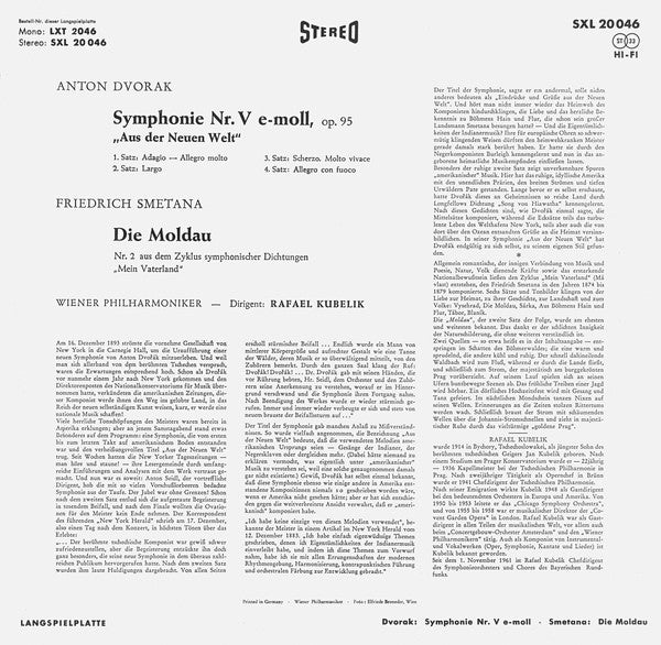 Antonín Dvořák, Bedřich Smetana, Wiener Philharmoniker - Rafael Kubelik ~ Symphonie Nr. V „Aus Der Neuen Welt“ / Die Moldau (Vinyl) - Djungel & Jazz