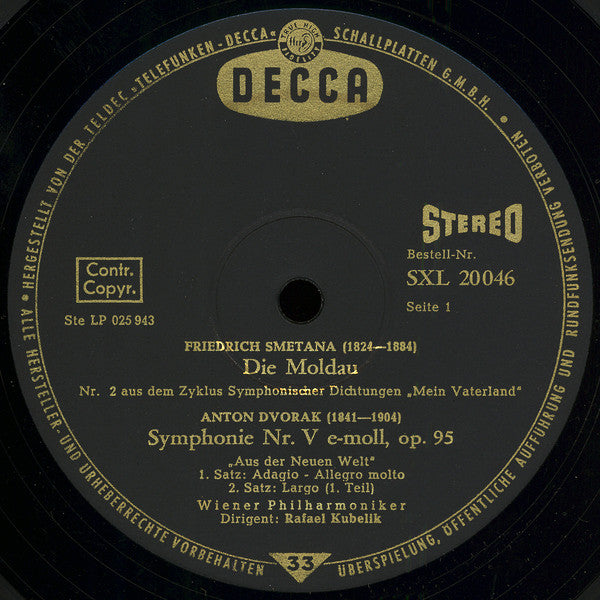 Antonín Dvořák, Bedřich Smetana, Wiener Philharmoniker - Rafael Kubelik ~ Symphonie Nr. V „Aus Der Neuen Welt“ / Die Moldau (Vinyl) - Djungel & Jazz