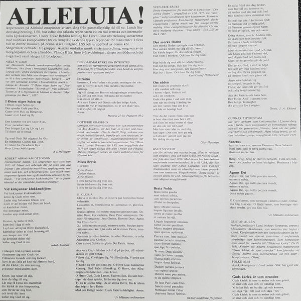 Lunds Studentsångförening ~ Alleluia!: Lunds Studentsångare Sjunger Nordisk Sakral Manskörsmusik (Vinyl) - Djungel & Jazz