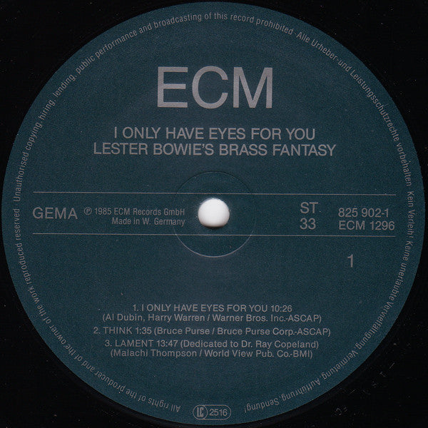 Lester Bowie's Brass Fantasy ~ I Only Have Eyes For You (Vinyl) - Djungel & Jazz