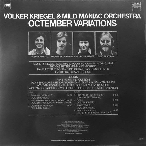 Volker Kriegel & Mild Maniac Orchestra ~ Octember Variations (Vinyl) - Djungel & Jazz
