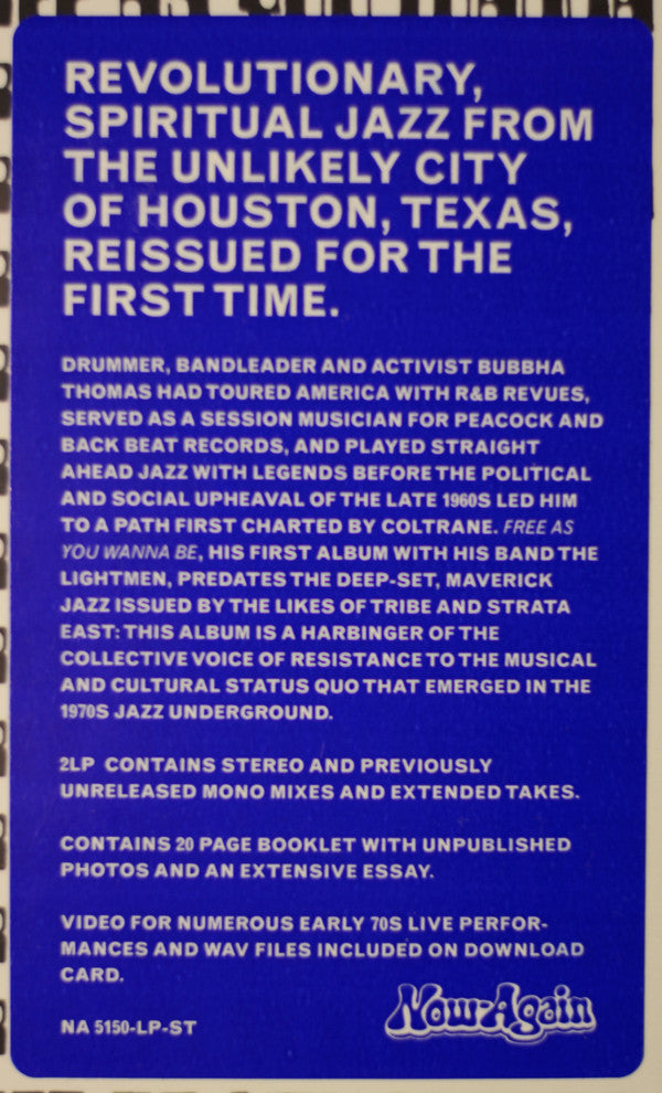 Bubbha Thomas & The Lightmen Plus One ~ Free As You Wanna Be (Vinyl) - Djungel & Jazz