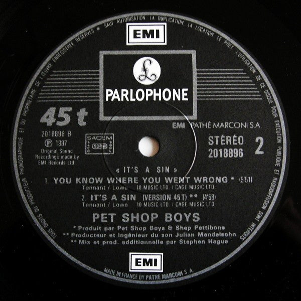 Pet Shop Boys ~ It's A Sin (Vinyl) - Djungel & Jazz