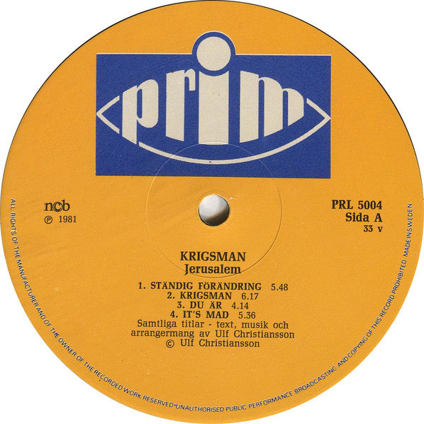 Jerusalem ~ Krigsman (Vinyl) - Djungel & Jazz