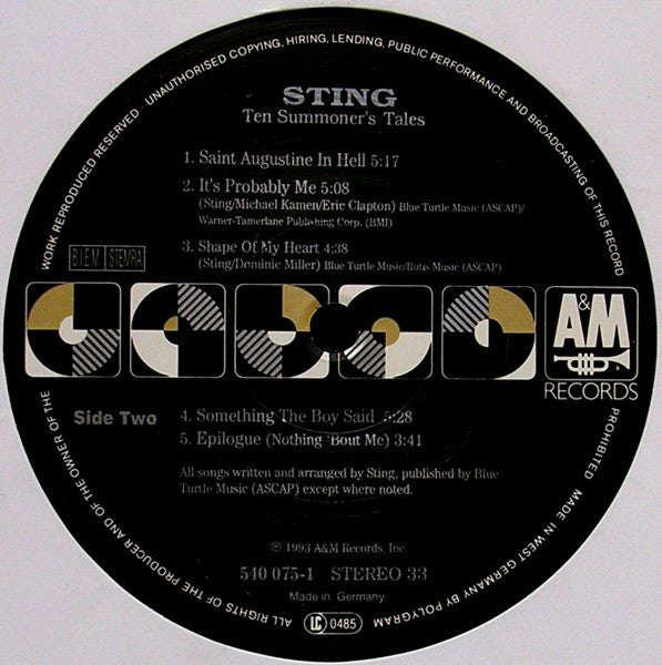 Sting ~ Ten Summoner's Tales (Vinyl) - Djungel & Jazz