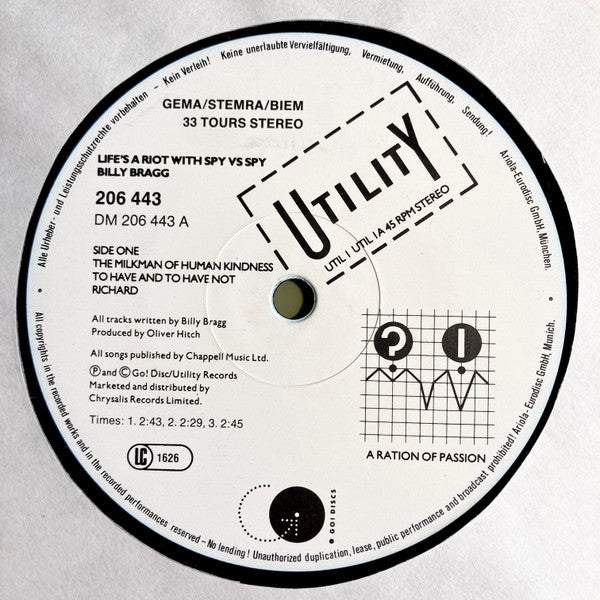 Billy Bragg ~ Life's A Riot With Spy Vs Spy (Vinyl) - Djungel & Jazz