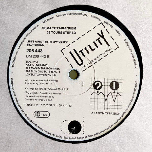 Billy Bragg ~ Life's A Riot With Spy Vs Spy (Vinyl) - Djungel & Jazz