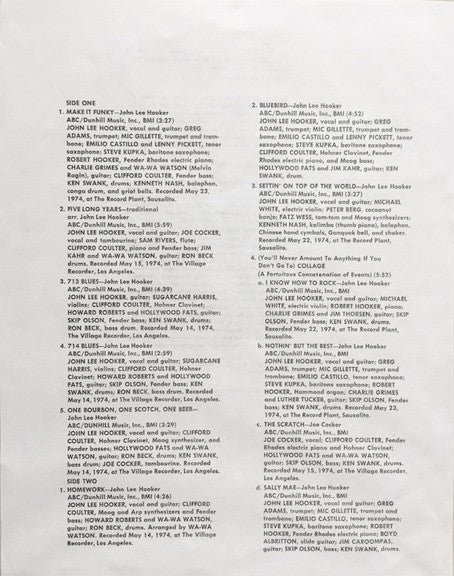 John Lee Hooker ~ Free Beer And Chicken (Vinyl) - Djungel & Jazz