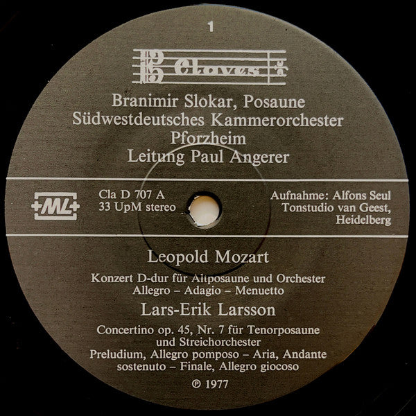Branimir Slokar - Südwestdeutsches Kammerorchester Leitung Paul Angerer ~ Posaunenkonzerte (Vinyl) - Djungel & Jazz