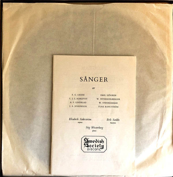 Elisabeth Söderström, Erik Saedén ~ Sånger av Geijer, Almqvist, Stenhammar (Vinyl) - Djungel & Jazz