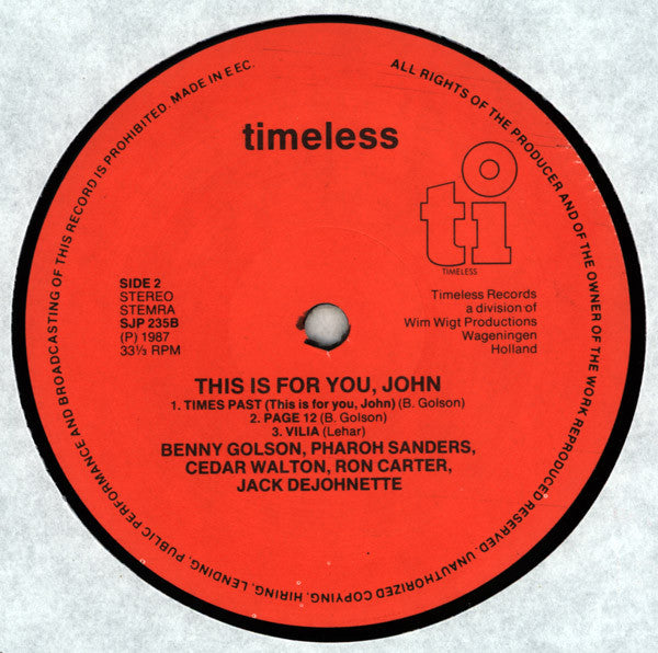 Benny Golson / Pharoah Sanders / Cedar Walton / Ron Carter / Jack Dejohnette ~ This Is For You, John (Vinyl) - Djungel & Jazz