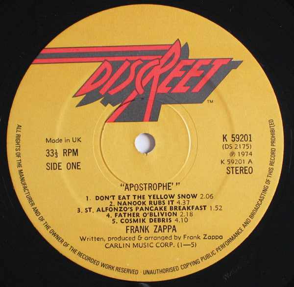 Frank Zappa ~ Apostrophe (') (Vinyl) - Djungel & Jazz