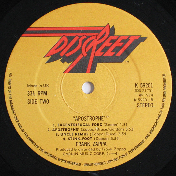 Frank Zappa ~ Apostrophe (') (Vinyl) - Djungel & Jazz