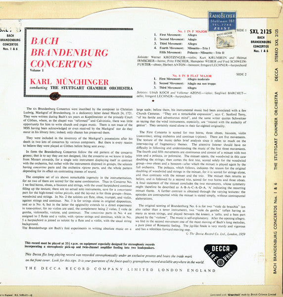 Johann Sebastian Bach ~ Brandenburg Concertos Nº 1 & Nº 6 (Vinyl) - Djungel & Jazz