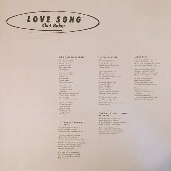 Chet Baker : Love Song (LP, Album)