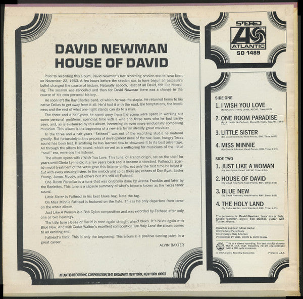 David Newman* : House Of David (LP, Album)