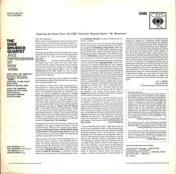 The Dave Brubeck Quartet ~ Jazz Impressions Of New York (Vinyl) - Djungel & Jazz