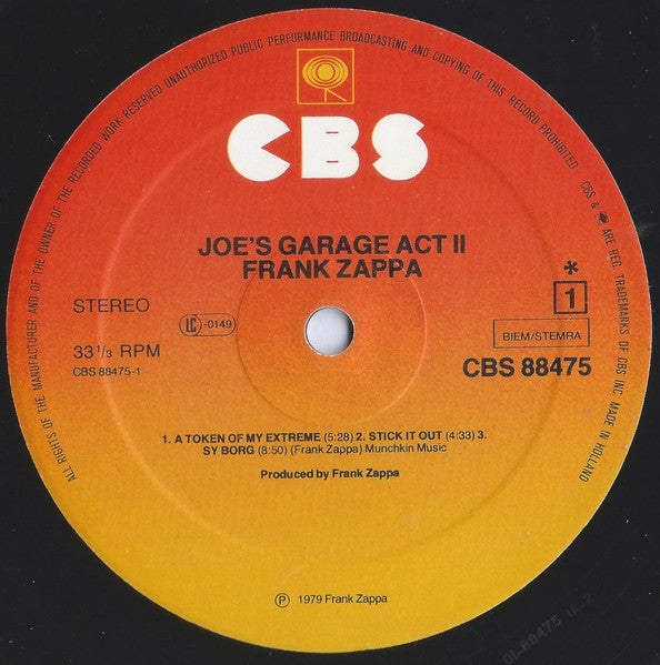 Frank Zappa ~ Joe's Garage Acts II & III (Vinyl) - Djungel & Jazz