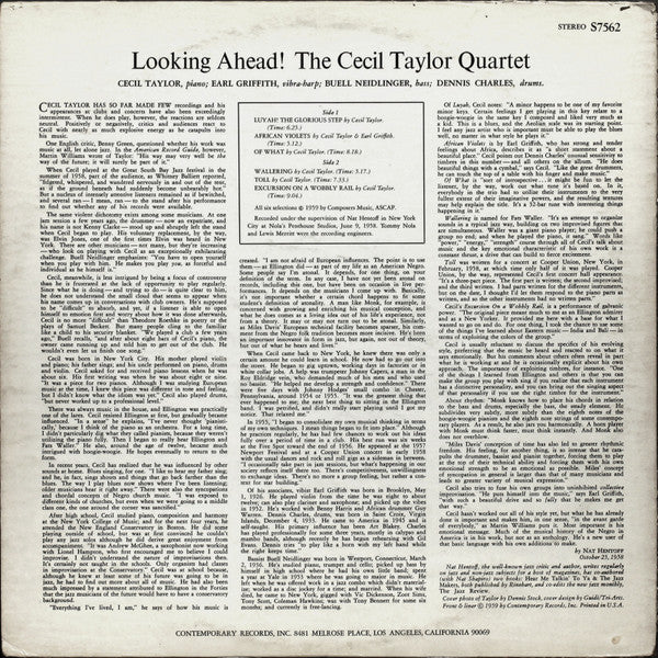 The Cecil Taylor Quartet ~ Looking Ahead! (Vinyl) - Djungel & Jazz