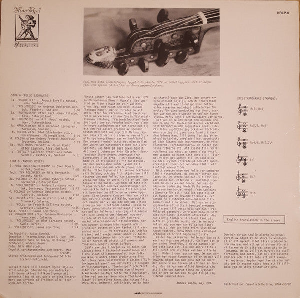 Pelle Björnlert, Anders Rosén ~ Kärleksfiol - Fiol Med Ljumsträngar · Violino D'Amore · Violin "Lyra Way" · Violin With Sympathetic Strings (Vinyl) - Djungel & Jazz