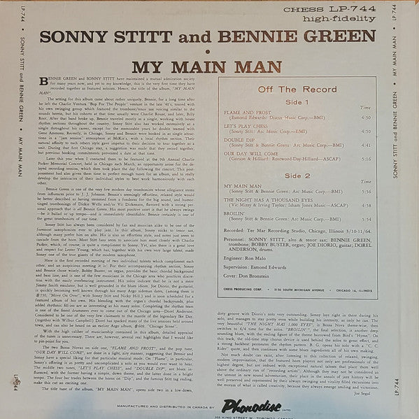 Sonny Stitt And Bennie Green ~ My Main Man (Vinyl) - Djungel & Jazz