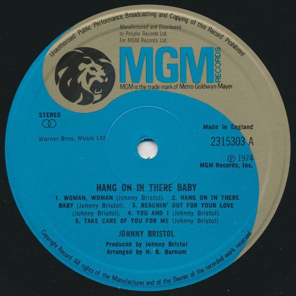 Johnny Bristol ~ Hang On In There Baby (Vinyl) - Djungel & Jazz