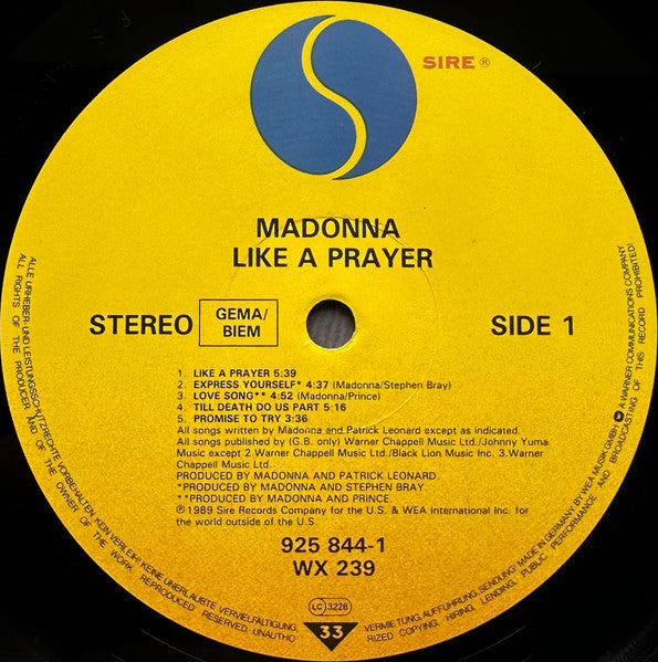 Madonna ~ Like A Prayer (Vinyl) - Djungel & Jazz