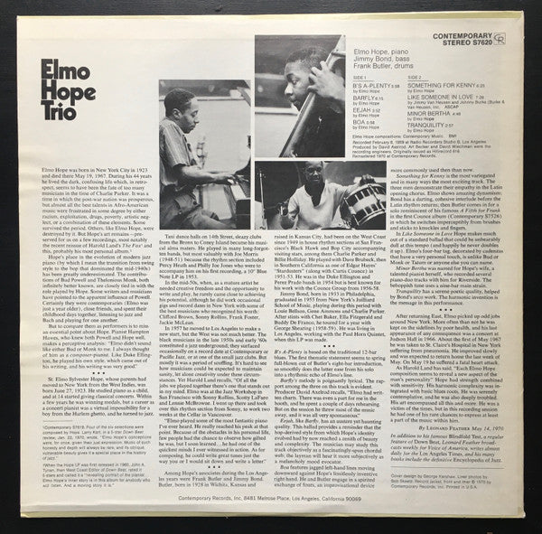 Elmo Hope Trio ~ With Jimmy Bond & Frank Butler (Vinyl) - Djungel & Jazz