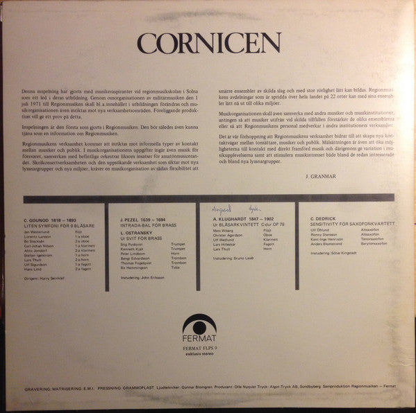 Blåsarensembler Ur Regionmusikskolan ~ Cornicen (Vinyl) - Djungel & Jazz