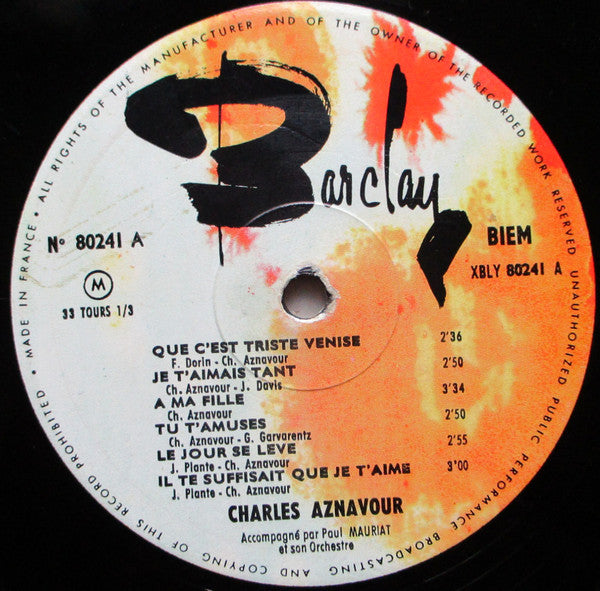 Charles Aznavour ~ Charles Aznavour Accompagné Par Paul Mauriat Et Son Orchestre (Vinyl) - Djungel & Jazz