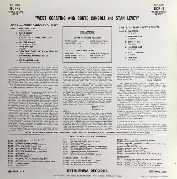Conte Candoli's Quartet / Stan Levey's Sextet ~ West Coasting With Conte Candoli And Stan Levey (Spanish Reissue) (Vinyl) - Djungel & Jazz