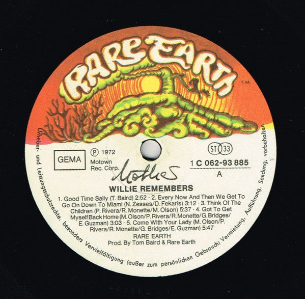 Rare Earth ~ Willie Remembers (Vinyl) - Djungel & Jazz