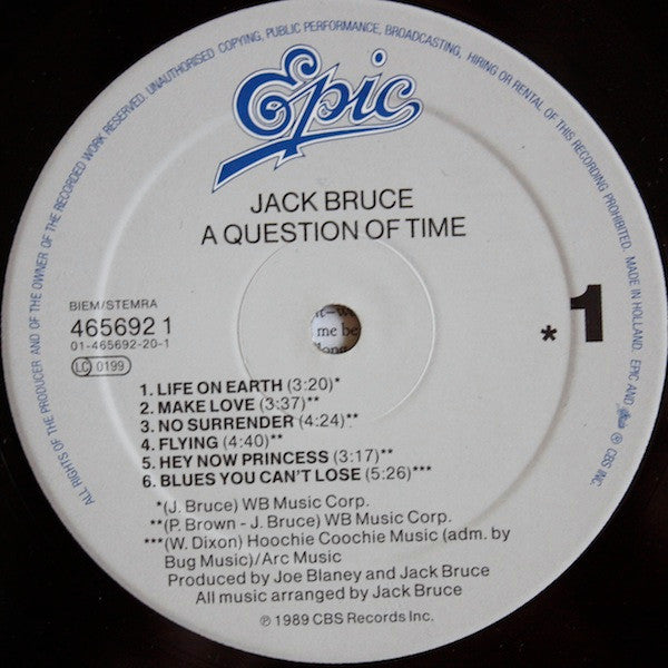 Jack Bruce ~ A Question Of Time (Vinyl) - Djungel & Jazz