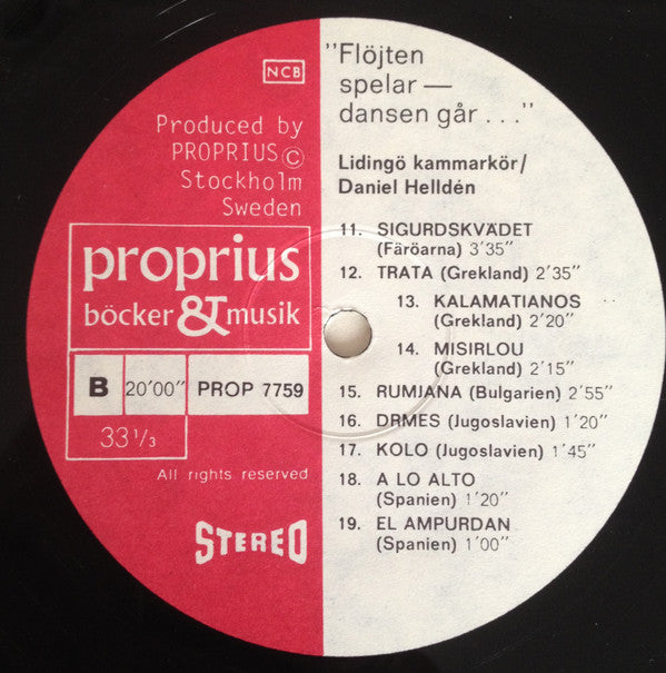 Lidingö Kammarkör / Daniel Helldén ~ "Flöjten Spelar - Dansen Går..." (Vinyl) - Djungel & Jazz