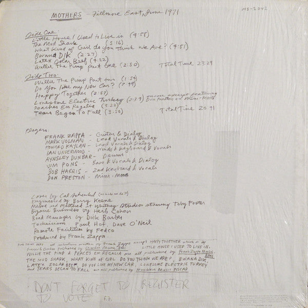 The Mothers ~ Fillmore East - June 1971 (Vinyl) - Djungel & Jazz