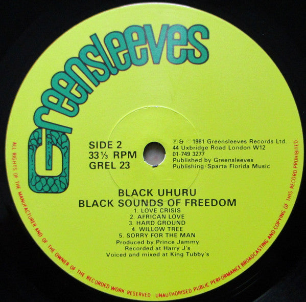 Black Uhuru : Black Sounds Of Freedom (LP, Album)