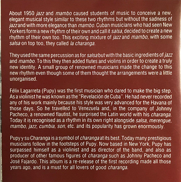 Pupi Y Su Charanga ~ Pupy Y Su Charanga (Vinyl) - Djungel & Jazz