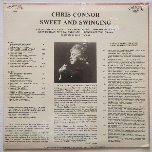 Chris Connor ~ Sweet And Swinging (Vinyl) - Djungel & Jazz