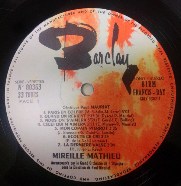 Mireille Mathieu ~ En Direct De L'Olympia (Vinyl) - Djungel & Jazz
