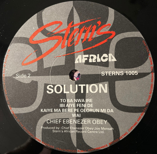 Chief Commander Ebenezer Obey & His Inter-Reformers Band ~ Solution (Vinyl) - Djungel & Jazz